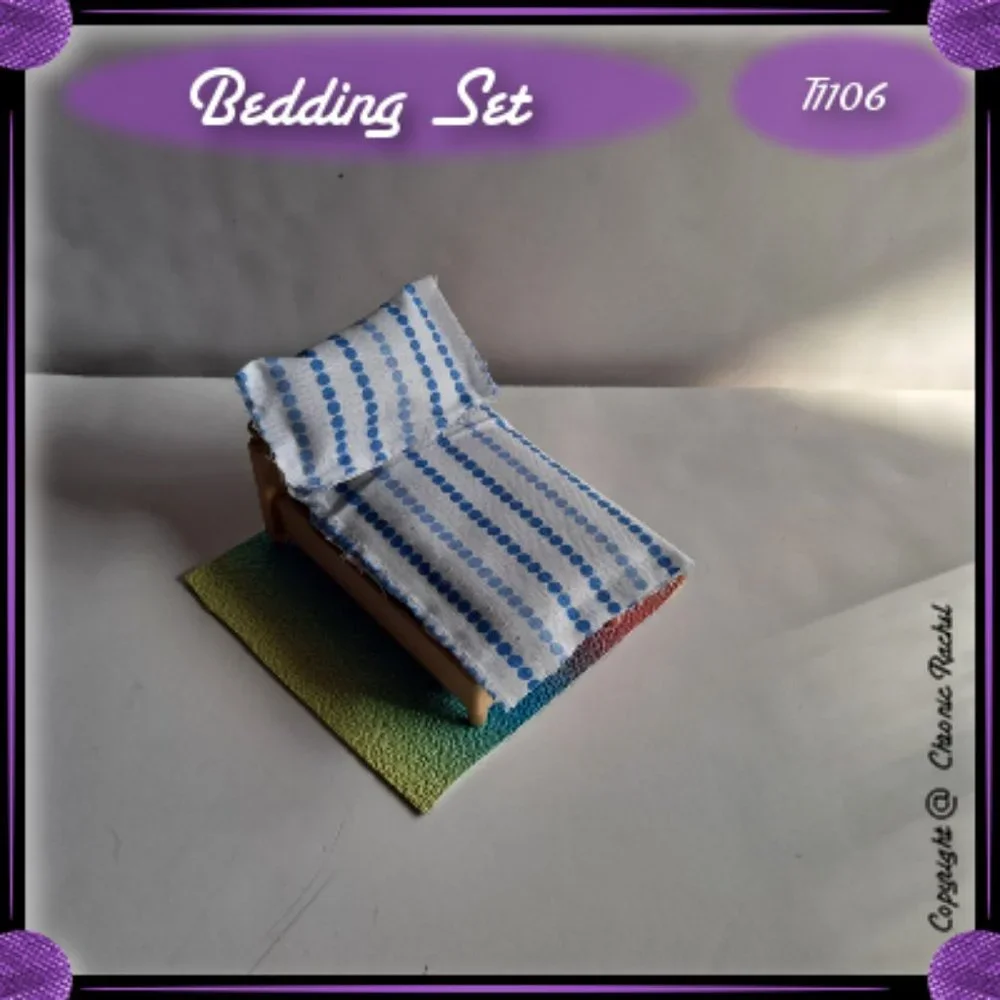 4-Pack Blue Bedding & Faux Rainbow Leather Flooring